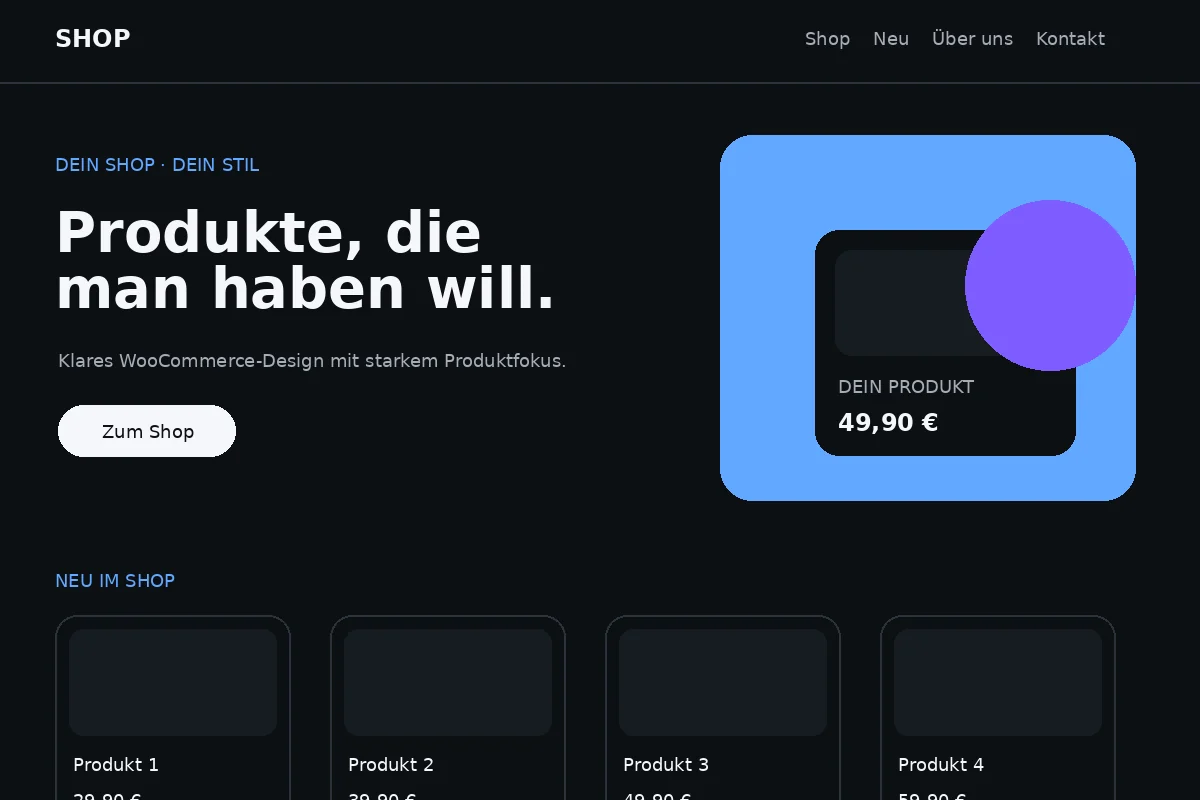 NOIR Beispielshop auf einem Desktop-Bildschirm